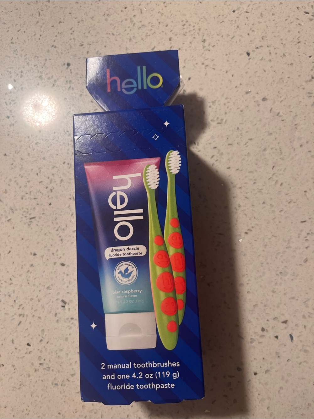 hello Kids Green & Red Toothbrush and Toothpaste Set